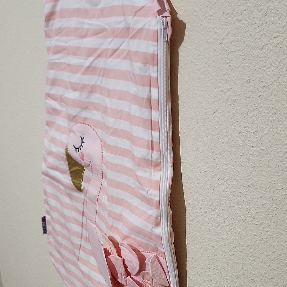 Pink and White Striped Sleeveless Sleep Sack with FLAMINGO - Picture 6 of 8